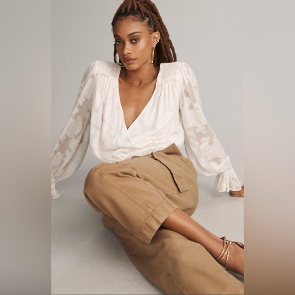 Anthropologie Tops - Anthropologie Sheer Surplice Blouse S